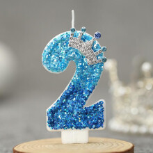 Birthday Candles Numbers, 3D Blue Frozen with Crown