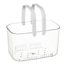 Shower Caddy Basket, Clear Storage Basket with Handle Simple Style Large Capacity Hollow Design Shower Caddy Organizer Bin for Bathroom Kitchen Dorm