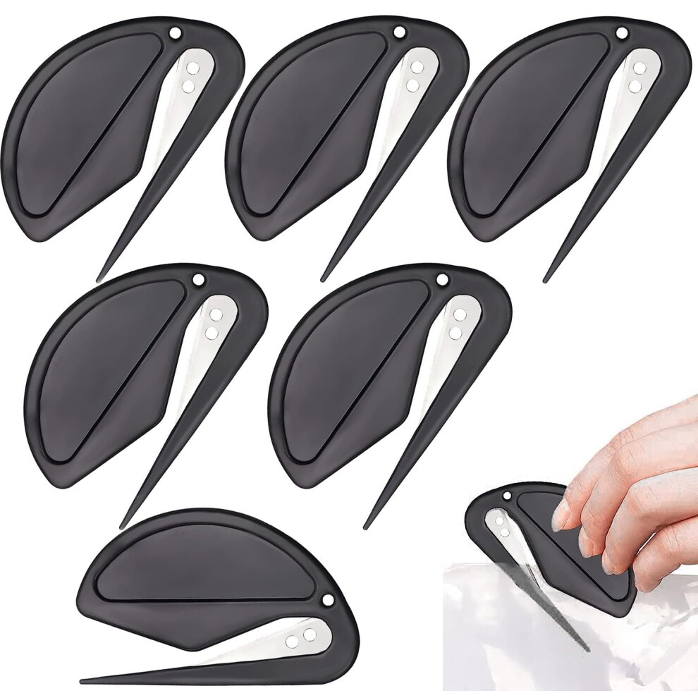 Letter Opener, Pack Of 6, Metal Blade Foil Cutter, Efficient Mail Opener Tool Black 9426802174267