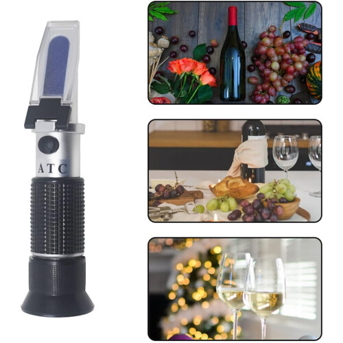 Handheld Grape Refractometer for Wine 025% Alcohol Tester, Brix 040% Sugar Concentration Meter with Dual Scale. 1