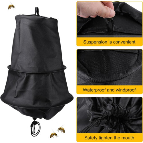 Swarm Trap, Waterproof  Windproof Black Cage Bee Swarm Trap with Drawstring 2