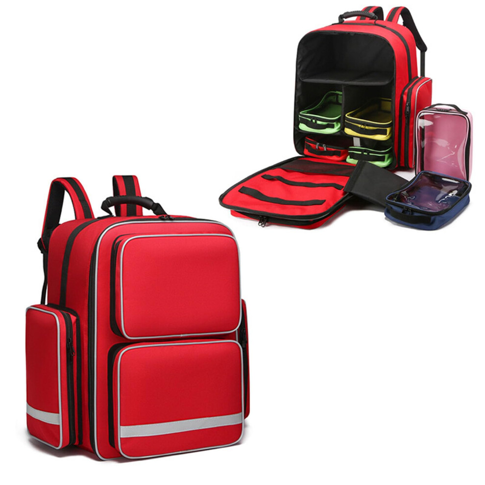 Red First Responder Bag Empty, First Aid Kits Bag With Inner Dividers, 55X50x37cm