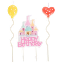Luxury Castle Shaped Birthday Candles Gold Cake Decorations Set of 3  for Parties