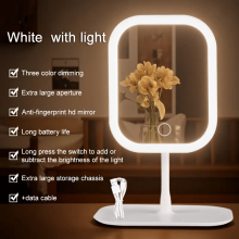 (White) LED Makeup Mirror with Lights, Portable Folding Touch Control Vanity Lighting - 3 Light Modes for Cosmetics,
