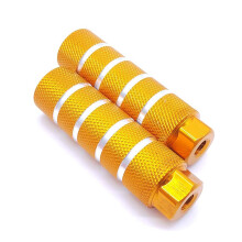 2 Pack Aluminum Alloy Bike Pegs AntiSkid Lead Foot Bicycle Pegs for Cycling Rear Stunt Fit 3/8 Inch Axles 26T (Gold)