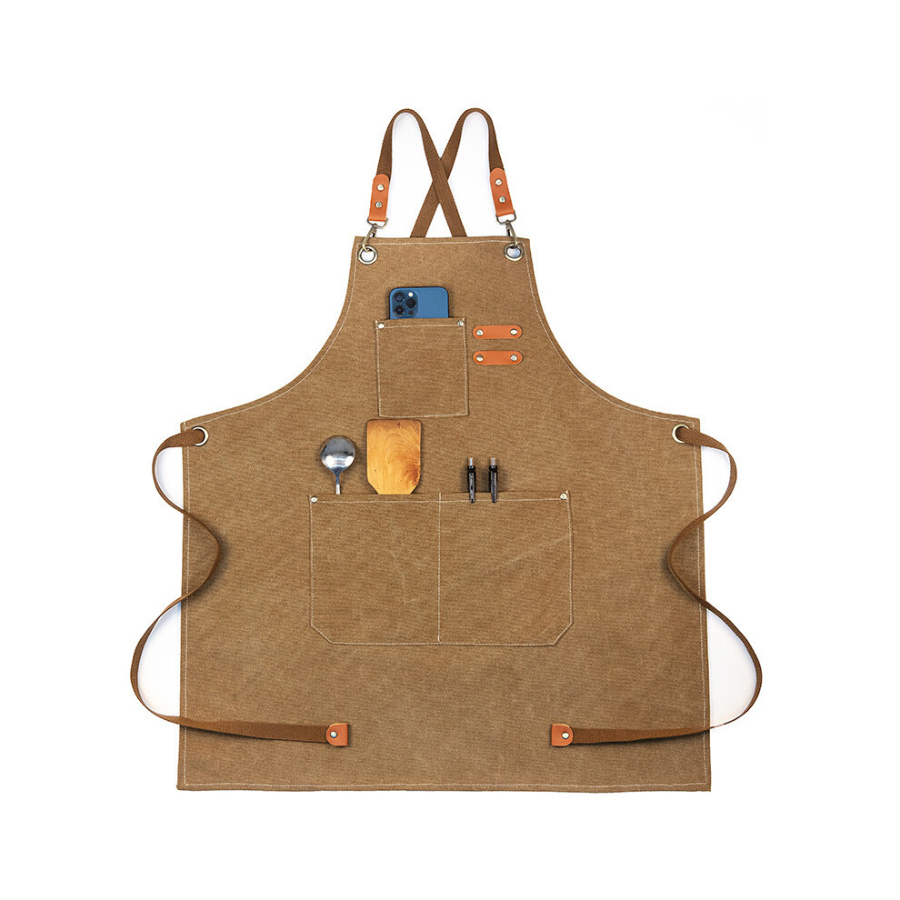 Tool Apron For Woodworkers Gardeners Chefs, Durable Canvas Workwear With Spacious Pockets Comfortable Adjustable Apron For Coffee Shop Owners And Arti 9468298738967