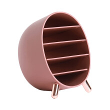 Cutie de depozitare pentru cosmetice, organizator de machiaj oval, cu unghi larg de acces la 360, cu 5 compartimente, design modern, material