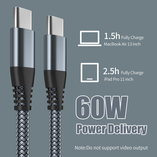 USB-C-Ladekabel 60W  USB-C PD Ladegerät Grey 1 m 2