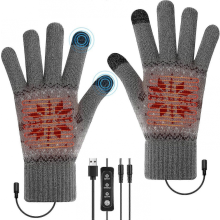 (Dunkelgrau) USB-beheizte Handschuhe, Fäustlinge, warme Heizhandschuhe für den Winter, kompatibel mit Touchscreen-Handschuhen zum Tippen, ko