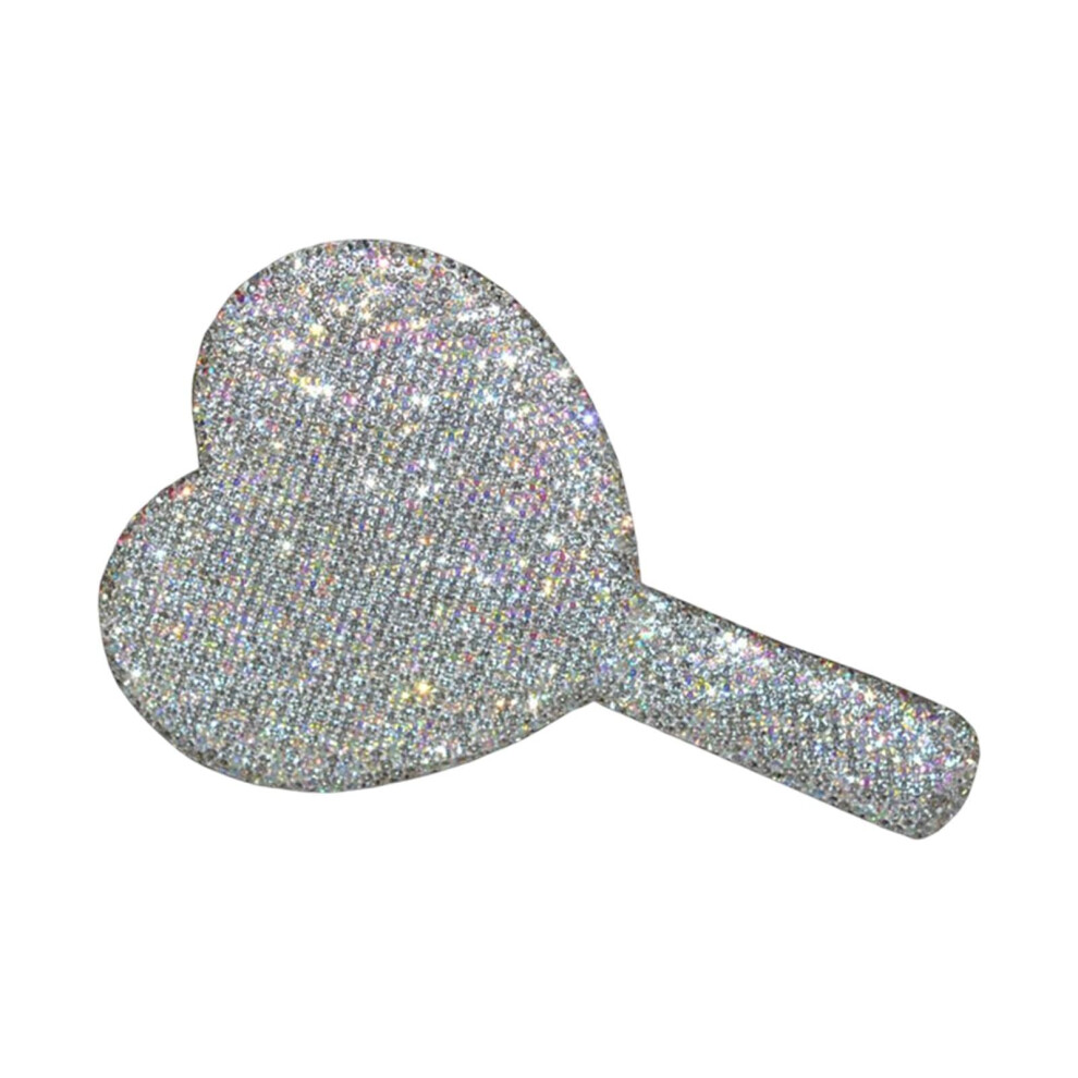 Small Handheld Makeup Mirror Pocket Mirror Bling Heart Mirrors for Valentine'S Day Gift, White