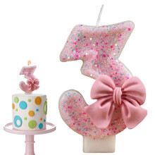 Birthday Candles, Pink Glitter Number Candles, Celebration Supplies Birthday Cake Topper, Reunions Theme Number Candles for Women 3