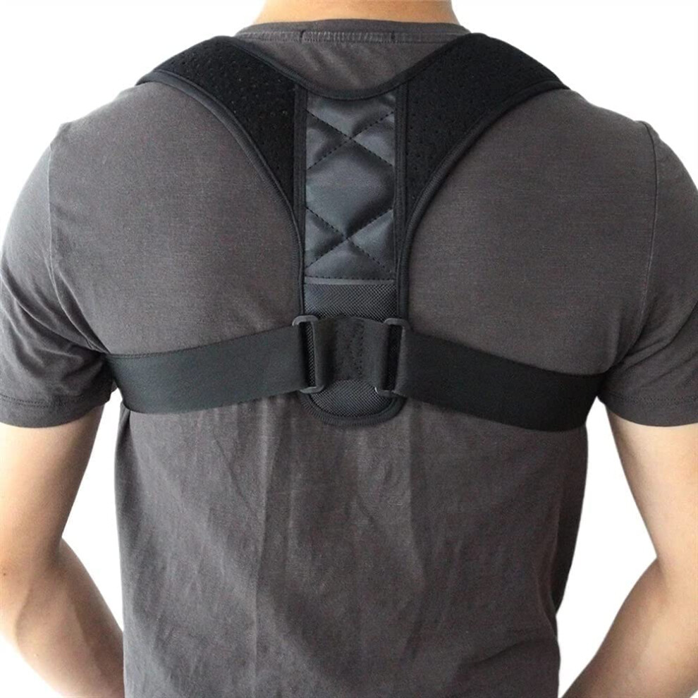 Black Posture Correction, Support Belt For Lower Back Pain, Adjustable Back Corrector, Medium M
