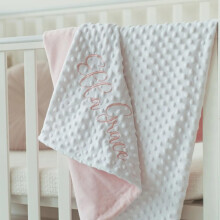 Custom Blanket with Name Personalised Baby Girl's Pink Embroidered Luxury Waffle Blanket (100*150cm)