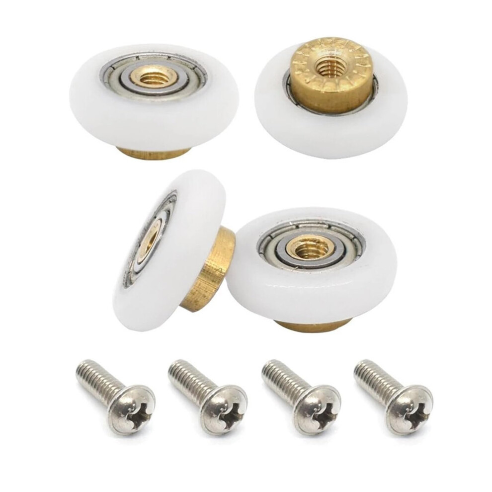 Door Roller Guide Wheel, 4 Replacement Shower Door Rollers 20/23/25M Bathroom Sliding Glass Door Room Pulleys Set Door Hardware Door Rollers(27Mm) 9365049684637