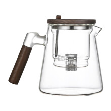 Enchantipot Elegant Glass Tea Brewer with Infuser, 750ml Clear Heat Resistant Wood Handle