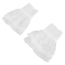 1Paar Romantische Afneembare Kanten Manchetten Met Plooien Wit Nylon