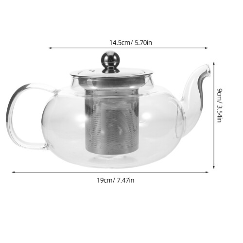 1Clear Glass Teapot with Removable Filter for Brewing Loose Tea 1