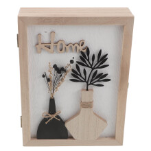 Holz Schlüsselbox Beige Mit Trockenblumen Rustikaler Wandhalter