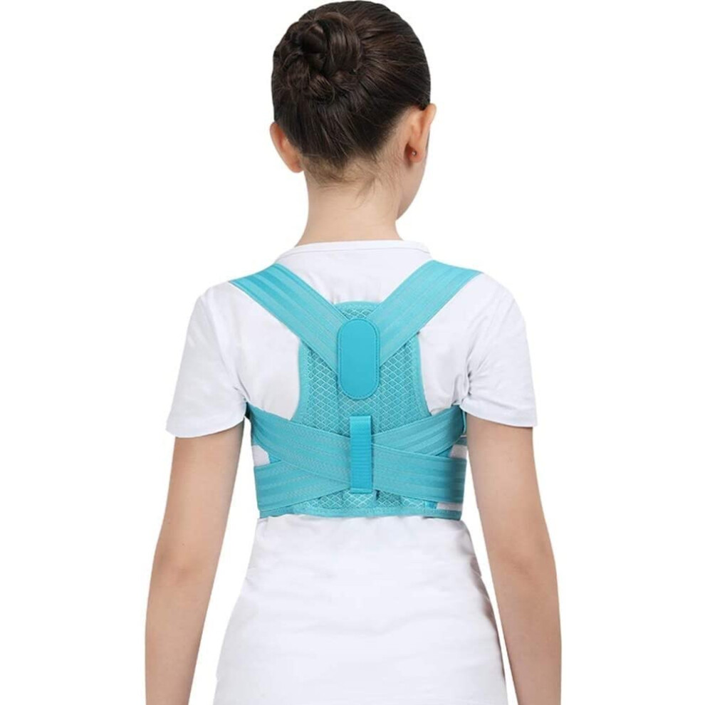 Posture Corrector, Adjustable Back Support Belt for Children, Orthopedic Corset, Blue XL