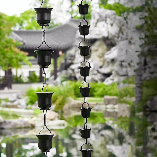 Rain chains made of ABS material, rain chains for gutters, 480cm Black 2