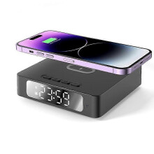 Cámaras de vigilancia HD 1080P WiFi, cargador inalámbrico de teléfono de 15 W, despertador para seguridad del hogar