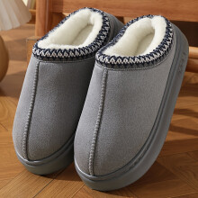 (Grey, 3.5-4) Fall & Winter Universal Women's Home Shoes, Warm Soft Sole Slip Into Furry Shoes, Thickened Fabric Insole with EVA Soft