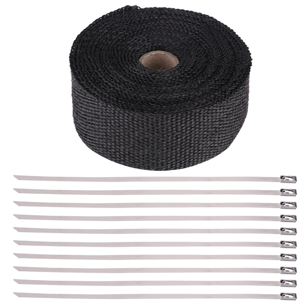 Motorcycle Exhaust Pipe Heat Insulation Wrap Fiberglass Heat Shield Tape With Stainless Steel Ties Reduce Noise High Resistance To Abrasions 9190834058504