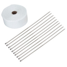 Nastro isolante termico in fibra di vetro per tubo di scarico moto, con fascette in acciaio inossidabile. Riduce il rumore ed è altamente resistente