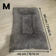 (Grey, M-59.94x39.88cm) Large Plush Dog Bed Sofa Cat Nest Dog Cage Mat, Thickened Super Soft Polyester Pet Mat, Suitable for Small, Medium and