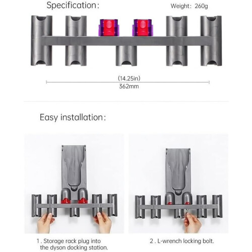 Θήκη εργαλείων για ηλεκτρική σκούπα Dyson, περιστρεφόμενες πρίζες, οργανωτής 1