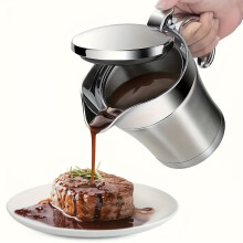 Elegant Dual-Insulated Stainless Steel Gravy Boat with Hinged Lid - Perfect for Pouring Sauces & Creams, BPA-Free,