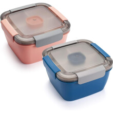 Saladedressingbakje, lunchbox voor salades met 3 hoofdvakken en lekvrij ontwerp, BPA-vrije snackcontainer voor keuken, kantoor en transport