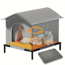 (Medium-sized cat bed) 1pc All-Weather Outdoor Cat House - Insulated Winter Warm Shelter with Waterproof Elevated Base, 3 Sizes, Durable Feral
