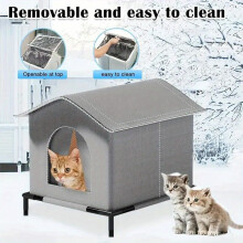 (Large-sized cat bed) 1pc All-Weather Outdoor Cat House - Insulated Winter Warm Shelter with Waterproof Elevated Base, 3 Sizes, Durable Feral