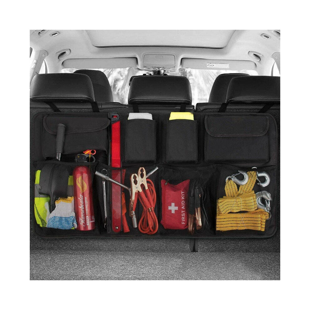 Car Trunk Organizer, Adj Straps For Uni Fit, Waterproof Large Cap Storage Bag, Dur Fabric Backseat Hanging Organizer For Family Vehicles ( Black 9190834275932