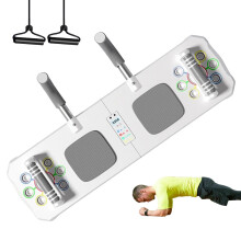 Pushup Board Pilates Reformer with Resistance Bands Timer White