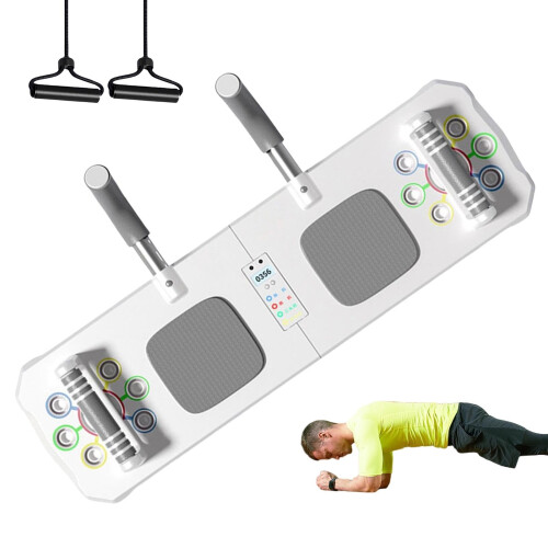 Pushup Board  Pilates Reformer with Resistance Bands  Timer White