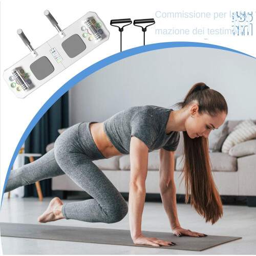 Pushup Board  Pilates Reformer with Resistance Bands  Timer White 1