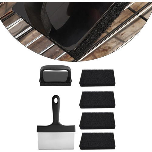 Flat  Griddle Cleaning Kit with Stainless Steel Scraper and Brush 2