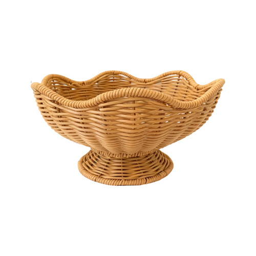 Elegant Flower Pattern Serving Bowl Round Woven Fruit Basket-S