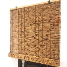 Bamboo shade curtain for terrace, natural reed roller blinds, outdoor partition with drawstring, waterproof (W70xH120cm)