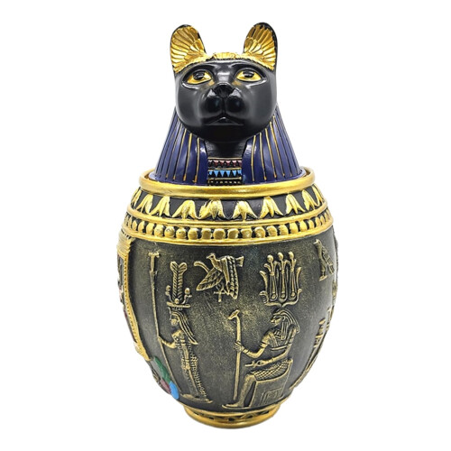 Egyptian Cat Urn for Memory Burial  Engraved Resin Base Keepsake