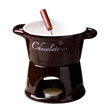 Keramische chocoladefondue-smeltbeker voor-Bruin T-vormig model