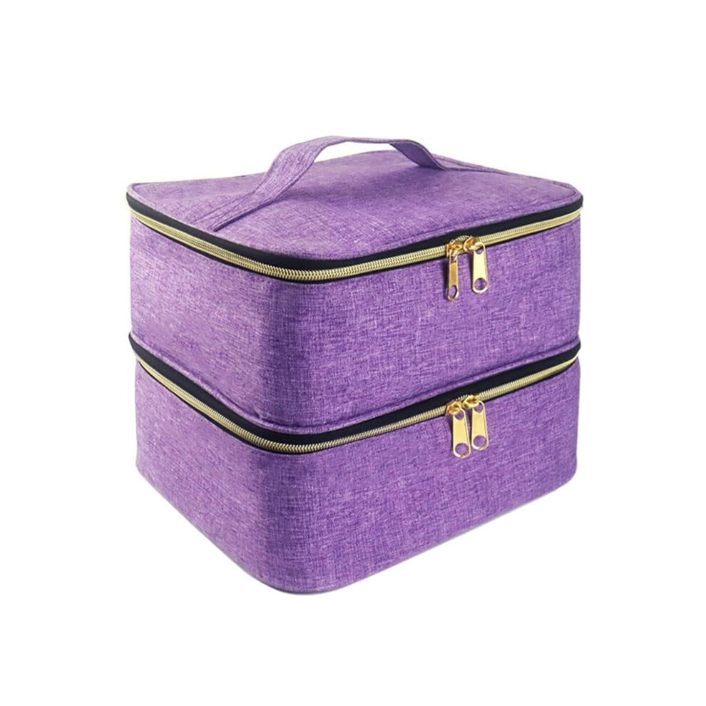 Purple Nail Polish Storage Box, Doublelayer Carrying Case, Portable Organizer Bag, Shockproof Accessory 517D (For )