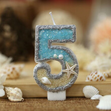 Mermaid Beach Birthday Candles Starfish Sequins Candles for Cake Blue Ocean