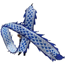 Dragon swimming belt made of silk, 6m, dragon dance, Spring Festival, fitness, folk toy (Blue)