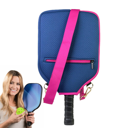 Neoprene Racket Bag  Lightweight Paddle Cover with Handle Strap  Dark Pink