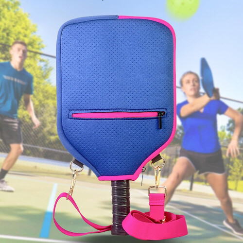 Neoprene Racket Bag  Lightweight Paddle Cover with Handle Strap  Dark Pink 1