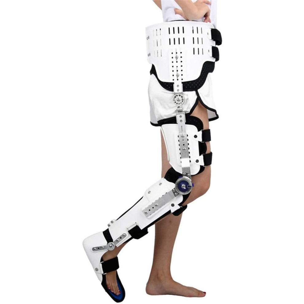 White Hinged Rom Knee Hip Support Brace, Hip Knee Ankle Foot Orthosis Leg Fracture Support