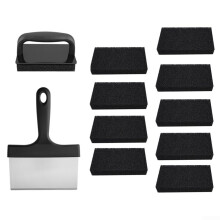 Stainless Steel Griddle Cleaning Kit, Effective Grill Pan Scraper for Built Up Grease and (12)
